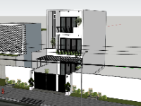 Mẫu thiết kế sketchup nhà phố 3 tầng 6x14.8m