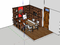 Mẫu thiết kế sketchup nội thất phòng làm việc