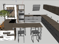 model su phòng bếp,phòng bếp sketchup,model su phòng bếp ăn