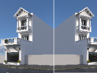 Model 3d Sketchup nhà phố 3 tầng kích thước 4.2x33.9m, kèm ảnh demo mặt bằng