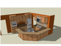 Model dựng nội thất phòng bếp hiện đại