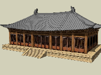 Model Sketchup 2 mẫu 3D SU chùa cổ