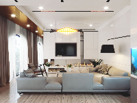 Model Sketchup 2020 Vray 5.1 Phòng khách + bếp nội thất căn hộ