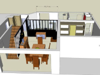 Model sketchup dựng nội thất tầng 1 đẹp