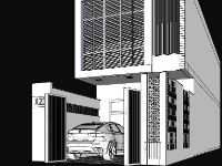 Model sketchup kiến trúc nhà phố 2 tầng 5x20m