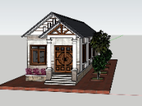 mẫu nhà 1 tầng,model sketchup nhà phố 1 tầng,file su nhà phố 1 tầng