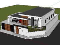 Model sketchup nhà 1 tầng 7.9x15.3m
