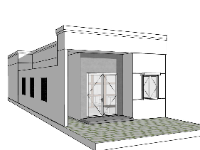 Model sketchup nhà cấp 4 mái bằng 6.5x21m