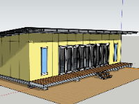 Model sketchup nhà kho chứa hàng 15.5x7.5m