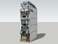Model sketchup Nhà lô phố thiết kế kiểu kiến trúc pháp mặt tiền 5m