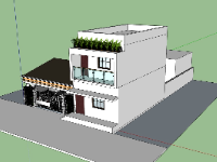 Model sketchup nhà phố 2 tầng 4.6x9.15m