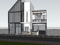 Model sketchup nhà phố 2 tầng 5x21.1m