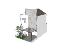 Model sketchup nhà phố 2 tầng 6x7.35m