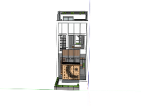 Model sketchup nhà phố 2 tầng gác lửng 5.5x15.3m