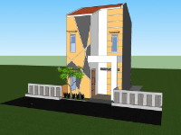 Model sketchup nhà phố 2 tầng kt 3.9x7.9m
