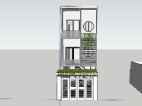 Model sketchup nhà phố 3 tầng 4x12.5m