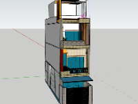 Model sketchup nhà phố 3 tầng 4x13.4m