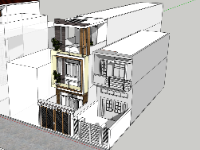 Model sketchup nhà phố 3 tầng 4x28.6m