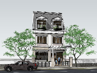 Model sketchup nhà phố 3 tầng đẹp 2023