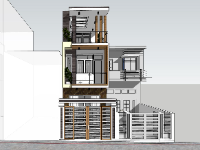 Model sketchup nhà phố 3 tầng hiện đại 3.9x28.9m