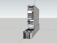 Model sketchup nhà phố 4 tầng 3.5x26m