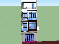 Model sketchup nhà phố 4 tầng 5x17m
