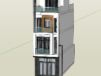 Model sketchup nhà phố 4 tầng kích thước 4.3x15m