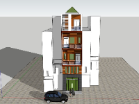 Model sketchup nhà phố hiện đại kết hợp làm văn phòng