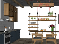 Model sketchup nội thất phòng bếp đẹp