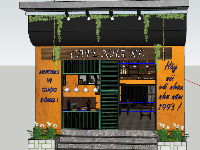 Model Sketchup quán cafe - quán trà chanh ( dựng Bao cảnh + Nội thất)
