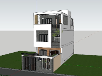 Model sketchup thiết kế nhà phố 3 tầng 6x19.5m