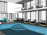 Model sketchup thiết kế phối cảnh bể bơi biệt thự 2 tầng