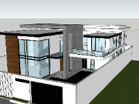 Model sketchup villa 2 tầng 17.5x24m
