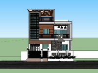 Model su nhà phố 3 tầng 9.15x15.25m