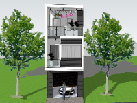 Model su nhà phố 3 tầng hiện đại 3.9x14.5m
