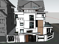 nhà phố 3 tầng đẹp,file sketchup 3 tầng,sketchup 3 tầng đẹp,3d su nhà phố 3 tầng