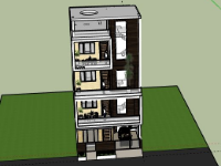 Nhà phố 4 tầng 7.7x17m file sketchup