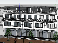 Nhà phố 4 tầng,model su nhà phố 4 tầng,nhà phố 4 tầng file su,sketchup nhà phố 4 tầng
