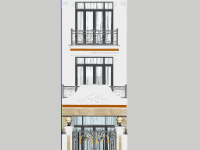 Sketchup mẫu nhà phố tân cổ điển 4 tầng kích thước 4x12.8m