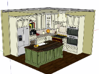 Sketchup mẫu thiết kế nội thất bếp 2024