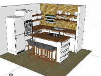 Sketchup mẫu thiết kế nội thất phòng bếp 3d