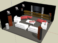 Sketchup mẫu thiết kế nội thất phòng khách đẹp hiện đại