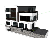 nhà phố 3 tầng,model sketchup nhà phố 3 tầng,phối cảnh nhà phố,mẫu nhà phố hiện đại