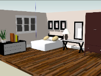 Sketchup thiết kế nội thất phòng ngủ đơn giản