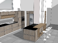 Su phòng khách bếp,model phòng bếp sketchup 2023,sketchup phòng bếp
