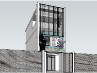 Thiết kế mẫu nhà phố 3 tầng trên sketchup cực đẹp