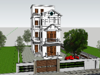 Thiết kế mẫu nhà phố 4 tầng 6.5x10.3m file su