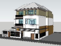 Thiết kế model sketchup mẫu biệt thự 3 tầng đẹp mới