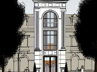 Thiết kế model sketchup nhà phố 2 tầng tân cổ điển