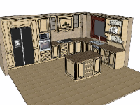 Thiết kế model sketchup nội thất phòng bếp 3d